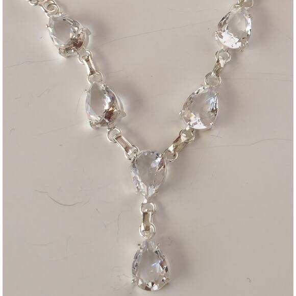 Sparkling Crystal Necklace - Sterling Silver Statement Jewelry - Picture 5 of 7
